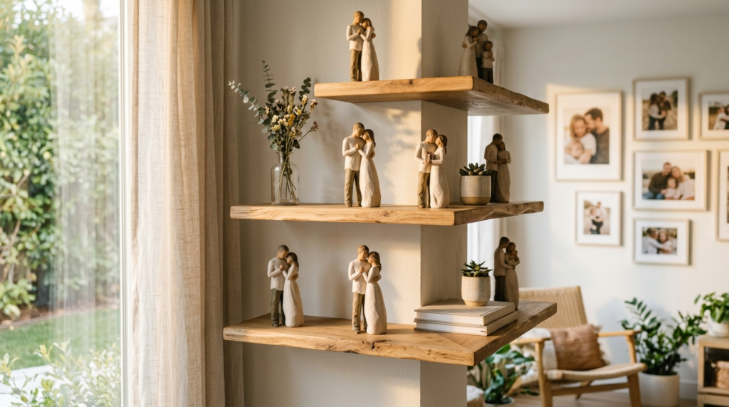 Artfully arranged collection of various Willow Tree wedding