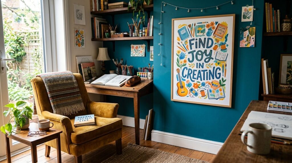 Interior design shot of a creative hobby space featuring a 5