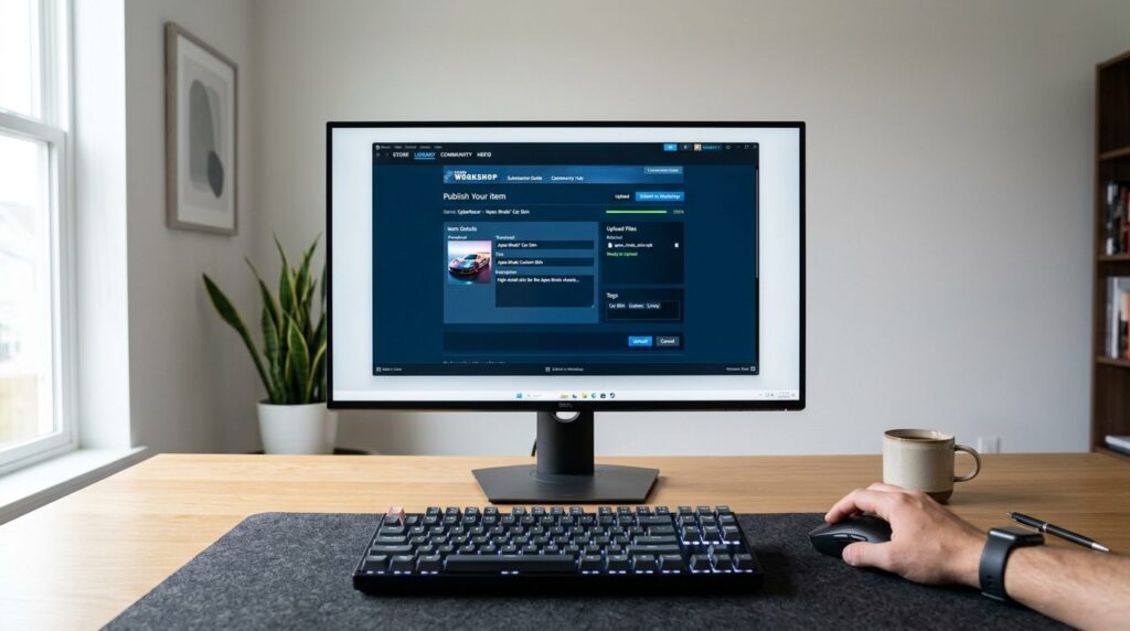 Professional stock photo of Steam Workshop interface display